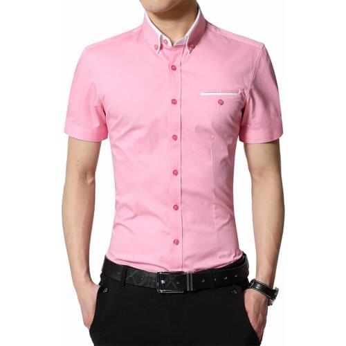 2019 New Summer Fashion Men Formal Business Shirts Casual Classic Short Sleeve Shirt Male Blouse Social Easy Care Dress Shirts
