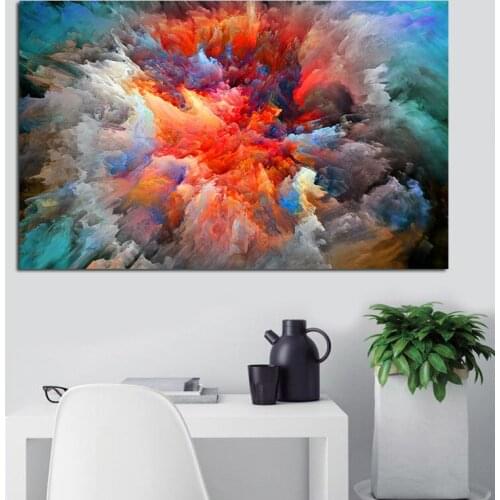 Modern Abstract Canvas Art Painting Colorful Clouds Wall Pictures For Living Room Home Decor Frameless