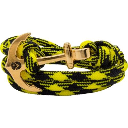 DARK DIAMOND-925 Sterling Silver Anchor bracelet, 18K gold plated and Paracord rope. Adjustable, top quality