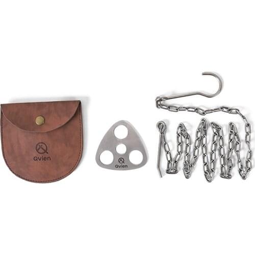 Outdoor Grill Hanging Pot Stand Set Stainless Steel Triangle Bonfire Rack Portable Picnic Hanging Holder Camping Home BBQ Tool