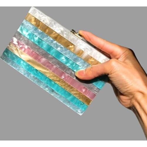 Pearl Light Sky Blue Acrylic Box Clutches Evening female shoulder bag ladies crossbody bag Lady Messenger Handbags Travel Purses