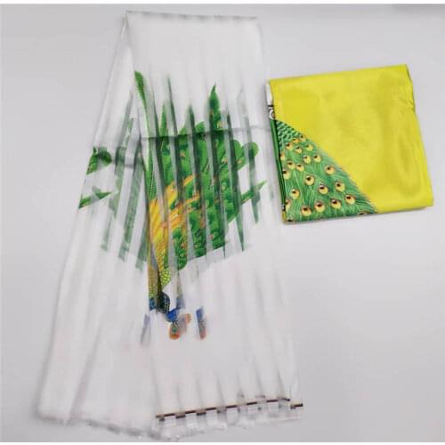 High quality African wax ribbon silk wax ankara fabric organza silk pattern satin silk fabric 6 yards! H07-03