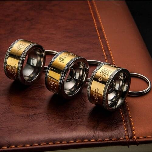 High-End Car Titanium Steel Sanskrit Ring Keychain Auto Men Keyring for Hyundai Mercedes W205 Lada Vesta Opel Astra H Subaru
