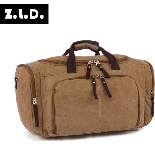 Z.L.D. Classic vintage canvas bag large capacity men and women handbags weekend travel bag Duffle Bag shoulder Messenger bag