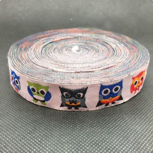 Handmade zakka 5/8' 16mm 10yard/set 100% polyester computer woven jacquard ribbon cool owl