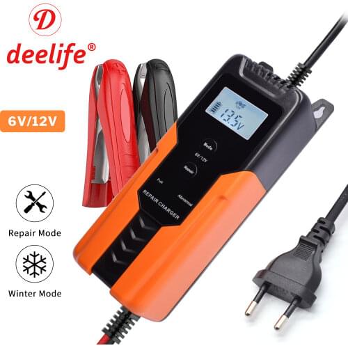 Deelife Auto Battery Charger for Car Motorcycle 12V Trickle Charging Smart Maintainer Automatic Pulse Restorer 12 V Desulfator