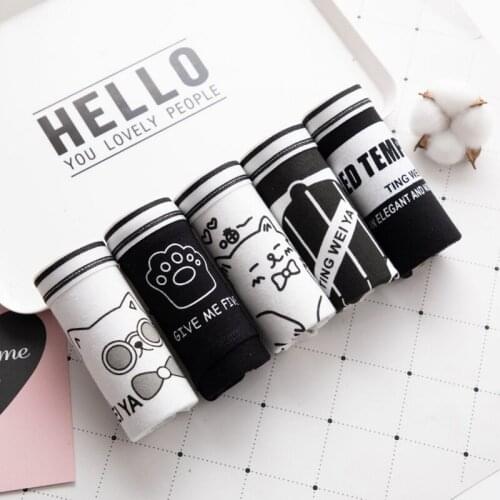 Women Cotton Underpants Cute Cartoon Print Panties Underwear Women Seamless Comfortable Mid Waist Briefs