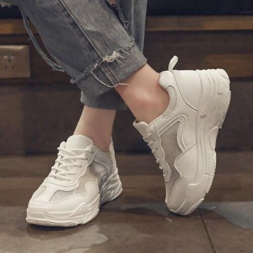 White Women New Chunky Sneakers for Women Lace-Up White Vulcanize Shoes Casual Fashion Dad Shoes Platform Sneakers Basket AD-89