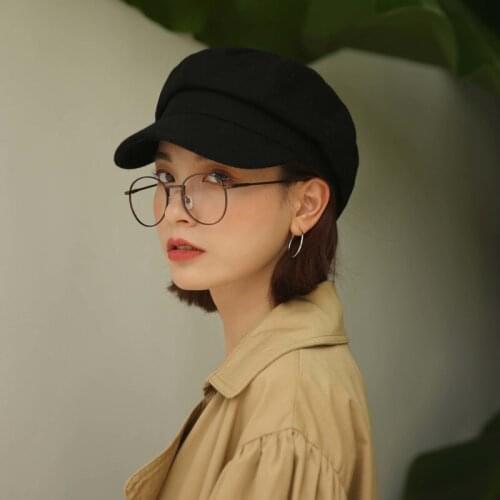 H3564 Women Woolen Beret Hat Female Spring Autumn Korean Newsboy Cap British Retro Solid Color Casual High Quality Simple Hats