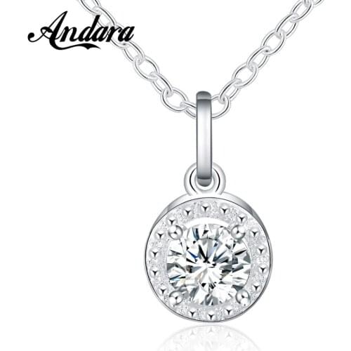 New 925 Sterling Silver Necklace Fashion Zircon Crystal Silver Necklace Woman Glamour Jewelry Gift