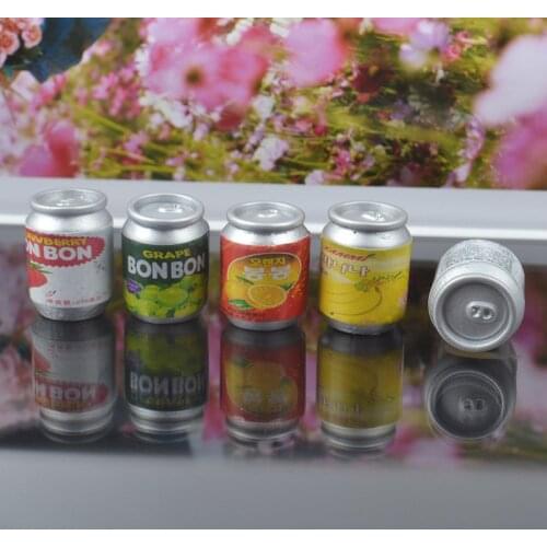 10pcs/lot resin simulation pop can canned bottle fruit soda 18mm Ornaments Micro landscape Ornaments