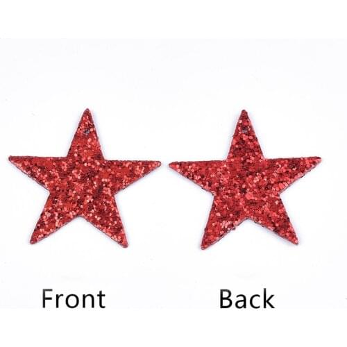100pcs PU Leather Big Pendants with Glitter Sequins/Paillette Christmas Theme Star Christmas Tree Shape Charms for DIY Jewelry