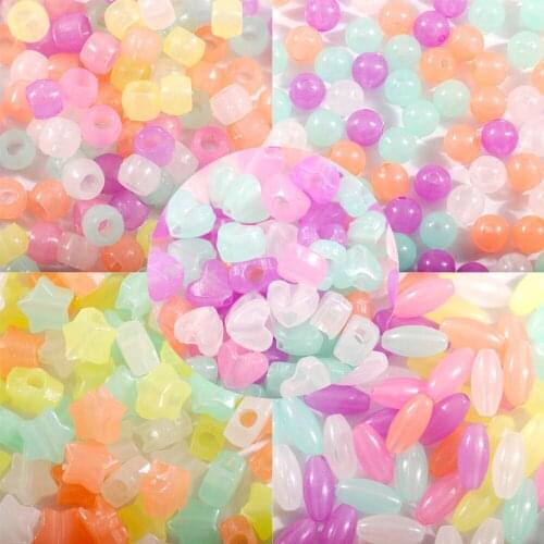 100Pcs/Bag Color Luminous Beads 10mm Acrylic Bead For Clothes Hair Accessories Handwork Design DIY Loose Beads