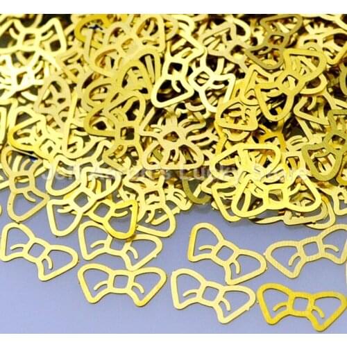 1000PCS gold metal nail foil decals 3d nail art decoration tools sticker alloy slice nail sequin bow tie shape 03