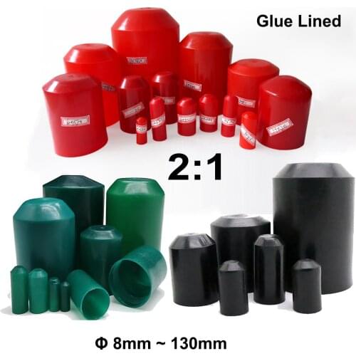 2:1 Heat Shrink End Seal Cap Diameter 8~130mm Adhesive Glue Lined PE Insulated Wrap Wire Protect Cover Bottom Cable Sleeve 35KV