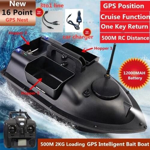 500M RC Distance GPS Bait Boat Cruise One Key Return Remote Control Bait Boat GPS Postion Boat Toy One Key to Point Fish finder