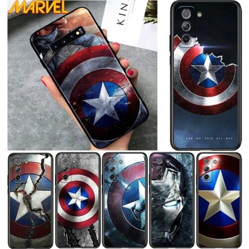 Avengers Shield Marvel for Samsung Galaxy S21 Ultra Plus Note 20 10 9 8 S10 S9 S8 S7 S6 Edge Plus Soft Black Phone Case