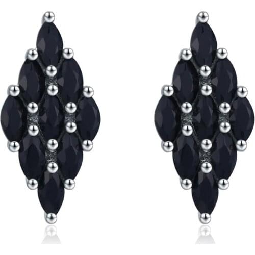 Black Awn 2020 New Arrival Genuine 925 Sterling Silver Jewelry Black Spinel Stone Cute Party Stud Earrings for Women I086