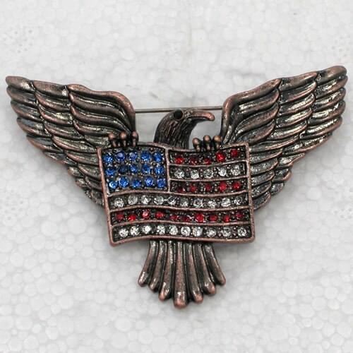 US Flag Eagle Brooch Rhinestone Pin brooches C914 E3
