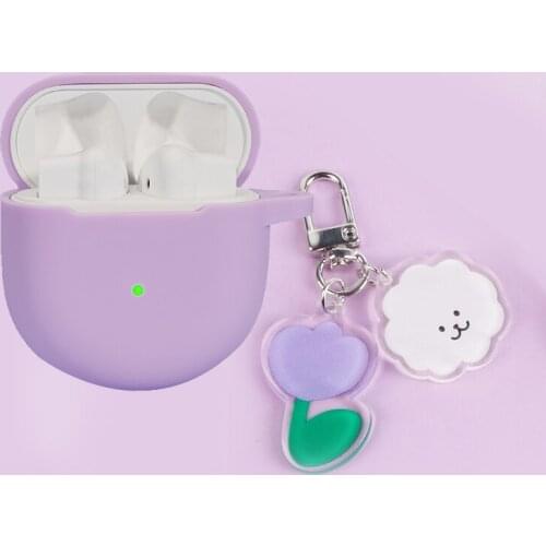 Fundas For Oneplus Buds Case cute bear cartoon Keyring / flower keychain Silicone Case for OnePlus 8 Pro 6/7T Pro Earphone Case