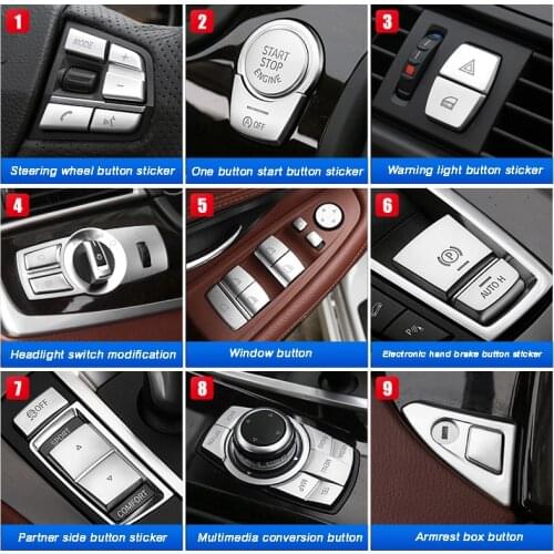 Chrome ABS Car interior Buttons Sequins Decoration Cover Trim Decals for BMW 5 series f10 f18 520 525 528 530 2011-17 Car Decora