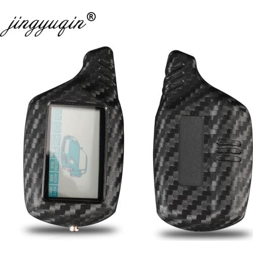 Jingyuqin B9 LCD Alarm Carbon Silicone Key Cover Case for Starline B91 B6 B61 A91 A61 C9 V7 Jaguar Remote 2 Way Alarm Keychain