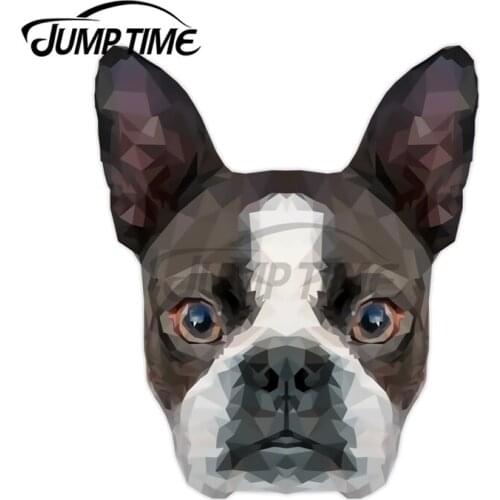 JumpTime 13 x 8.8 cm For Boston Terrier DIY Motorcycle Car Stickers Pet Waterproof Window Fashion Custom Printing Decal for VAN