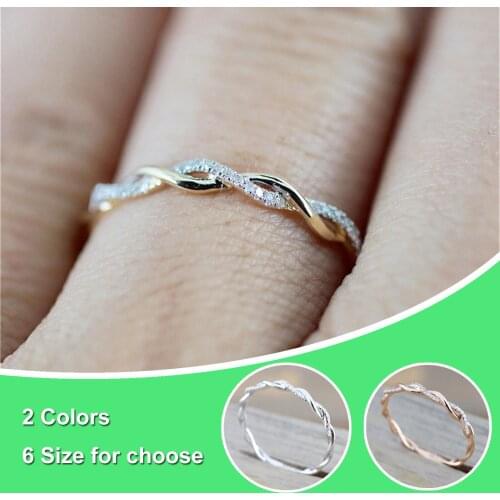 Rings Twisted Shape White Crystal Rings for Women Wedding Engagement Anniversary Jewelry Party Gift Mujer Bague Femme Size 6-11