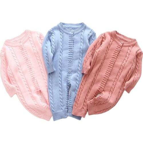 2021 Baby Rompers Knitted Newborn Boy Jumpsuit With Outfits Long Sleeve Autumn Infant Girl Overalls Winter Warm Children Wear