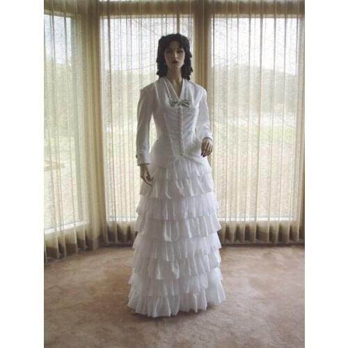 Victorian cosplay costume Dresses Steampunk Gothic white wedding dress custom made