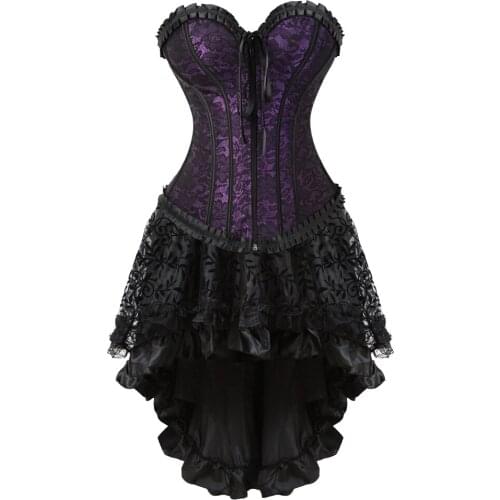 Renaissance Costume Medieval Womens Irish Corset Dress Bustier Lingerie Corset Top High Low Outfits Halloween Costume