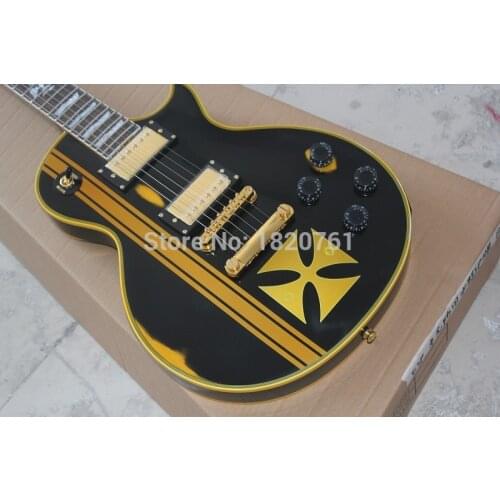 Matte Black Standard Series James Hetfield Iron Cross Electric Guitar with Gold Hardware 1451