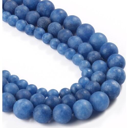 Matte Blue Kyanite Natural Jades Stone Beads Round Loose Spacer Beads for Jewelry Making DIY Bracelets Necklace 6/8/10mm 15