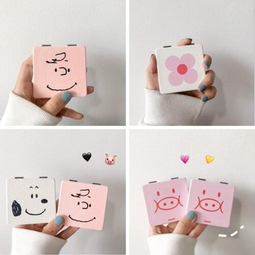 Mini Mirror Square Shape Girl Mini Cute Printing Double Sides Portable Mirror Pocket Makeup Cosmetics Compact Mirrors
