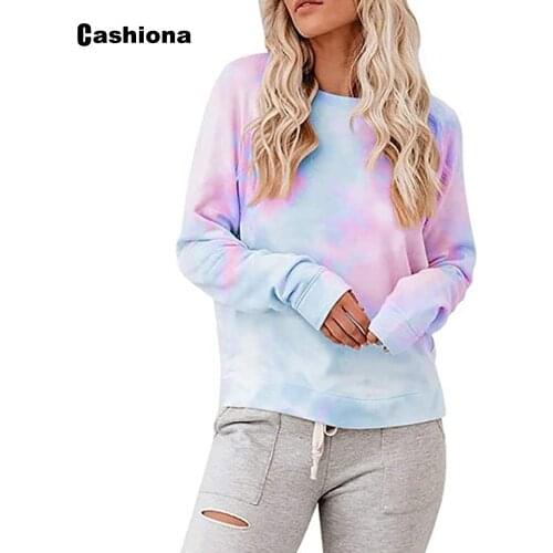 Cashiona 2020 Fashion Tie Dye sweatshirts Women Autumn Long sleeve pullovers leisure colorblock ombre tops streetwear femme