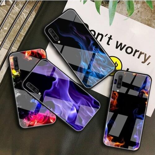 Fashion Flame Pattern Tempered Glass Case For Samsung Galaxy A 10S 10E 20S 20E 30S 40 50S 60 70 80 90 6 7 8 Shell