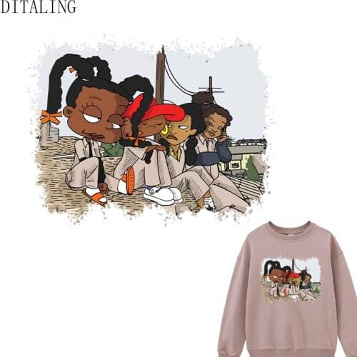 Sister Patch On Clothes Thermal Sticker Black Women DIY Cotton T-Shirt Canvas Bag Heat Transfer Patch Fashion Girl Ironing Decal