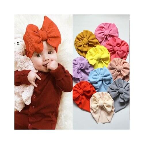 Autumn Winter Baby Girl Hat Big Bow Soft Cotton Wool Knitted Baby Beanie Hat Kids Newbworn Bonnet Cap Beanies For Girls