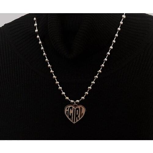 Heart Necklace Heavy Duty Gothic Streetwear Chain Necklace Choker Metal Collar High Polished