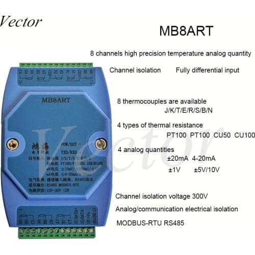 Support 8 Kinds of Thermocouples 10 Channels Temperature Acquisition Module Modbus RS485