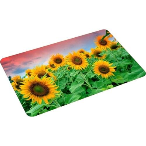 Sunflower Flannel Non-slip Water Absorption Door Mat Carpet Floor Bathroom Decor doormat bathroom mat tapis cuisine