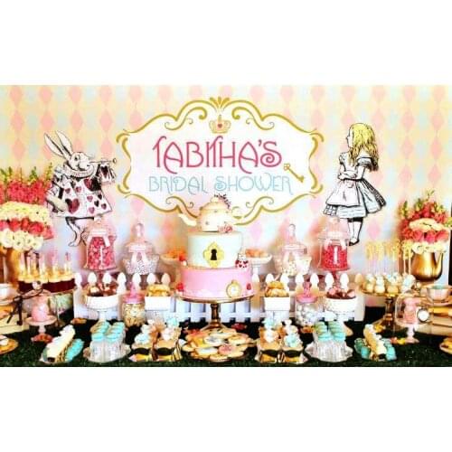 Custom Alice Wonderland Bridal Shower backdrop High quality Computer print wedding backgrounds