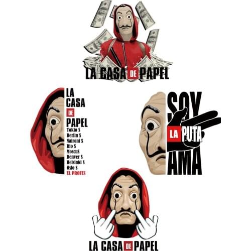 Hot LA CASA DE PAPEL Patch for clothing Diy T-shirt iron on patches for clothes thermal transfer sticker