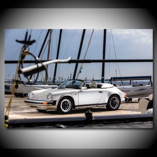 Porsches 911 Carrera Convertible White Car Wallpaper Supercar Posters Canvas Print Paintings Wall Art for Living Room Decor