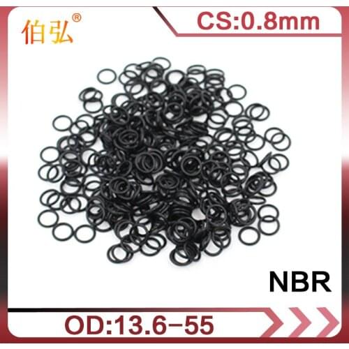 10PCS/lot Rubber Black NBR CS 0.8mm thickness OD13.6/18/22.3/25/30.6/32.8/42/47/55mm watch ORing Gasket waterproof rubber ring