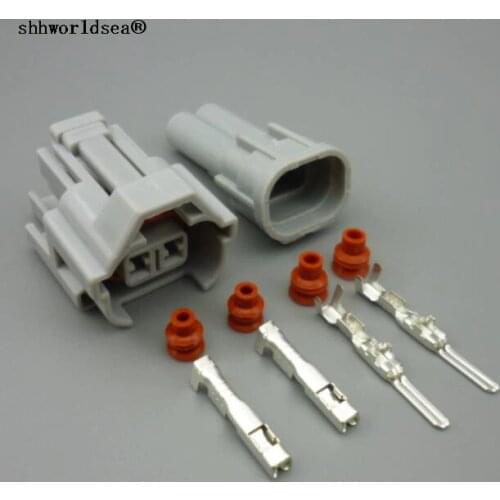 Shhworldsea 1sets 2 pin 2.0mm car Male Female Injector Connector 6189-0060 Top Slot Fuel Injector Connector plug