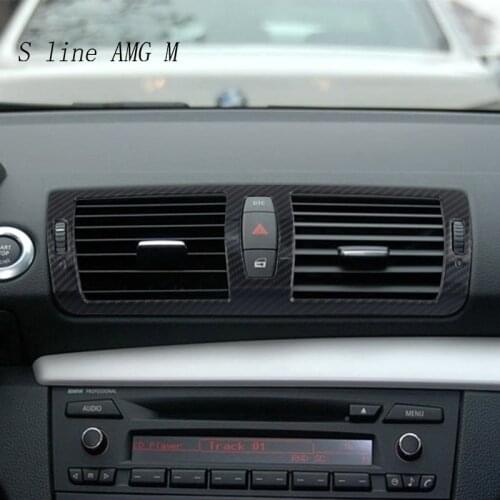 Car Styling For BMW 1 Series E81 Carbon fiber Control Air Vents Frame Decoration Covers Stickers Trim Auto Interior Accessories