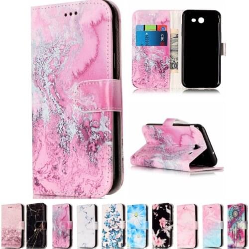 Sunjolly Marble Leather Phone Case Flip Stand Holder Card Slot Wallet Cover coque fundas capa for Samsung Galaxy J3 2017 J320F