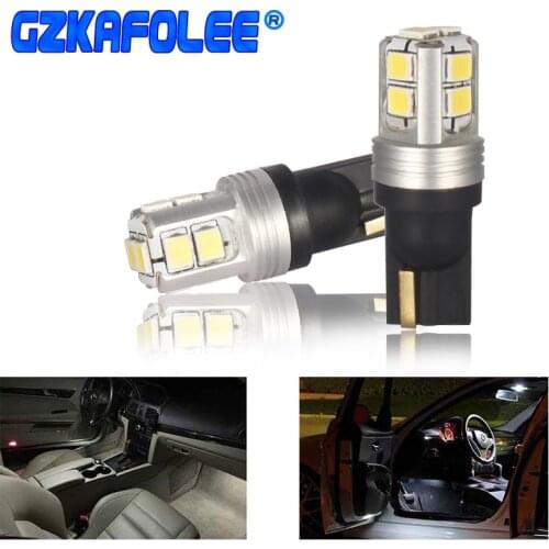 White 2pcs Super Bright T10 W5W LED 2835 Car Lamps 168 194 Turn Signal License Plate Light Trunk Clearance Lights Reading Lamp