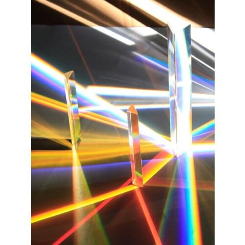 Triangular Equilateral Prism Rainbow Prism with Box 25*25*80mm Crystal Glass Triple Physics Teach Light Spectrum